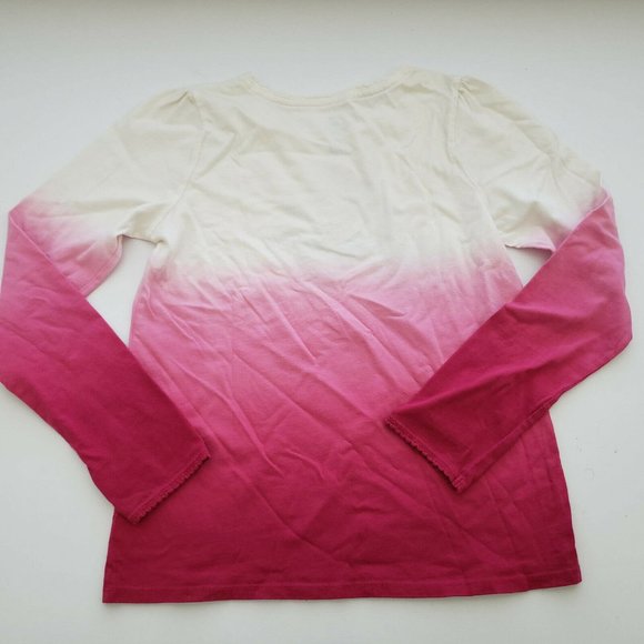 Lands End Kids White Pink Floral Long Sleeve Tee M - Picture 2 of 4